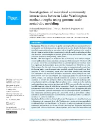 Investigation of Microbial Community Interactions Between Lake Washington Methanotrophs Using Genome-Scale Metabolic Modeling