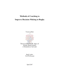 Methods of Coaching to Improve Decision Making in Rugby
