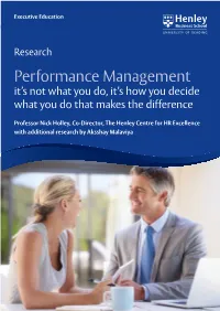 Performance Management It’S Not What You Do, It’S How You Decide What You Do That Makes the Difference