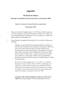 Appendix Mr Bernard Collaery