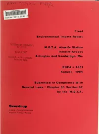 Final Environmental Impact Report MBTA Alewife Station Interim Access