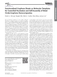 Functionalized Graphene Sheets As Molecular Templates for Controlled Nucleation and Self-Assembly of Metal Oxide-Graphene Nanocomposites