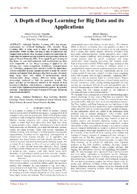 A Depth of Deep Learning for Big Data and Its Applications