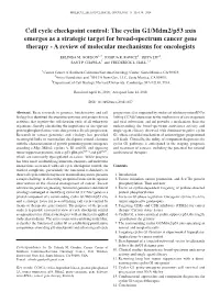 Cell Cycle Checkpoint Control: the Cyclin G1/Mdm2/P53 Axis Emerges