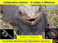 Collaborative Science – It Makes a Difference Australian Biodiversity
