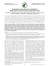 Geographic Range Extension of Speke's Hinge-Back Tortoise