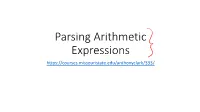 Parsing Arithmetic Expressions Outline