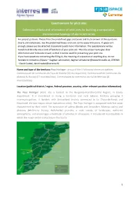 Questionnaire for Pilot Sites Collection of Facts And