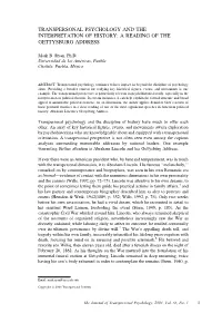 Transpersonal Psychology and the Interpretation of History: a Reading of the Gettysburg Address