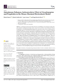 Amiodarone Enhances Anticonvulsive Effect of Oxcarbazepine and Pregabalin in the Mouse Maximal Electroshock Model