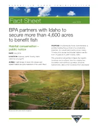 BPA Partners with Idaho to Secure More Than 4600 Acres to Benefit Fish