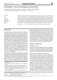 Phytopythium: Molecular Phylogeny and Systematics