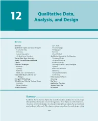 Qualitative Data, Analysis, and Design 343 Focus on Common Qualitative Research