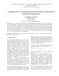 Upplement O a Supplement on Generalized Pareto Distribution Using Weibull and Dagum Distribution