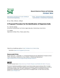 A Proposed Procedure for the Identification of Dispersive Soils
