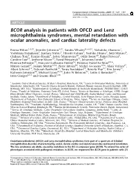 BCOR Analysis in Patients with OFCD and Lenz Microphthalmia Syndromes, Mental Retardation with Ocular Anomalies, and Cardiac Laterality Defects