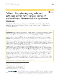Cellular Ciliary Phenotyping Indicates Pathogenicity of Novel Variants in IFT140 and Confrms a Mainzer–Saldino Syndrome Diagnosis Machteld M