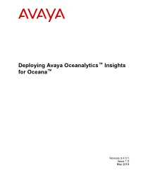 Deploying Avaya Oceanalytics™ Insights for Oceana™