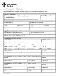 Food Handling Permit Application