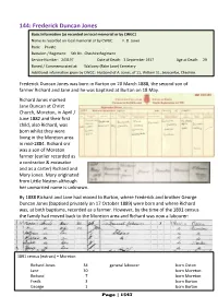Frederick Duncan Jones Basic Information [As Recorded on Local Memorial Or by CWGC] Name As Recorded on Local Memorial Or by CWGC: F
