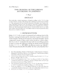 The Crossing of the Jordan According to Josephus 1. Introduction