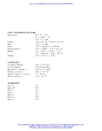 UNIT CONVERSION FACTORS Temperature K C 273 C 1.8(F 32
