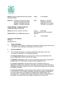 Need for Additional Secondary School Places 2015-2024 Status