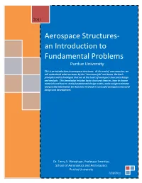 Aerospace Structures- an Introduction to Fundamental Problems Purdue University