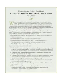 CLIMATE CHANGE STATEMENT of ACTION for Canada