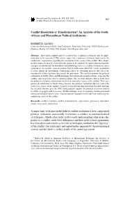 Conflict Resolution Or Transformation? an Analysis of The