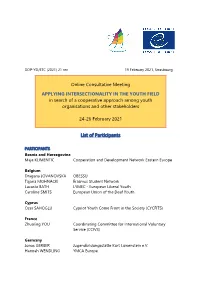 List of Participants