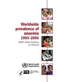 Worldwide Prevalence of Anaemia 1993–2005 WHO Global Database on Anaemia