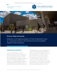 Arizona State University Selection and Implementation of Huron Research Suite, an Integrated Solution That Streamlines and Simplifies Research Administration