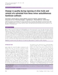 Change in Quality During Ripening of Olive Fruits and Related Oils Extracted from Three Minor Autochthonous Sardinian Cultivars