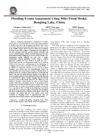 Flooding Events Assessment Using Mike Flood Model, Dongting Lake, China