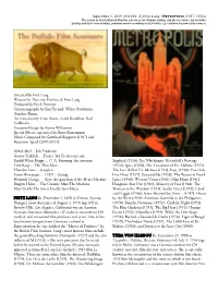 Fritz Lang: METROPOLIS (1927, 153M) the Version of This Goldenrod Handout Sent out in Our Monday Mailing, and the One Online, Has Hot Links