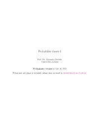 Probability Theory I