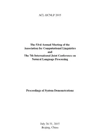 Proceedings of the ACL-IJCNLP 2015 System Demonstrations
