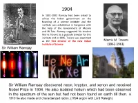 Sir William Ramsay Discovered Neon, Krypton, and Xenon and Received Nobel Prize in 1904