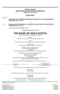THE BANK of NOVA SCOTIA (Exact Name of Registrant As Specified in Its Charter)