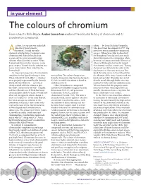 The Colours of Chromium from Rubies to Rolls-Royce, Anders Lennartson Explores the Colourful History of Chromium and Its Coordination Compounds