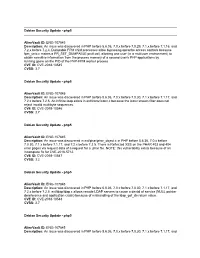 Debian Security Update - Php5