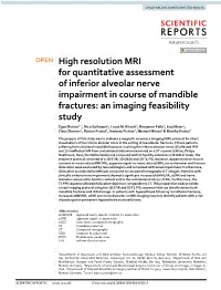 High Resolution MRI for Quantitative Assessment of Inferior Alveolar Nerve Impairment in Course of Mandible Fractures