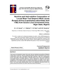 Nutritive and Anti-Nutritive Composition of Locust Bean Tree