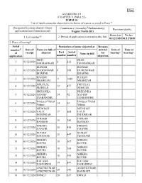 (CHAPTER V, PARA 25) FORM 10 List of Applications for Objection To