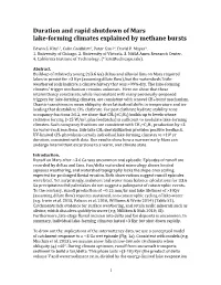 Duration and Rapid Shutdown of Mars Lake-Forming Climates Explained by Methane Bursts