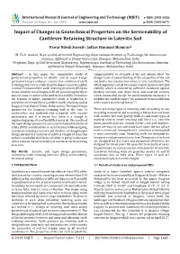 Impact of Changes in Geotechnical Properties on the Serviceability of Cantilever Retaining Structure in Lateritic Soil