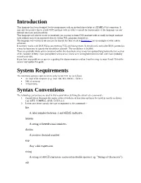 Introduction System Requirements Syntax Conventions