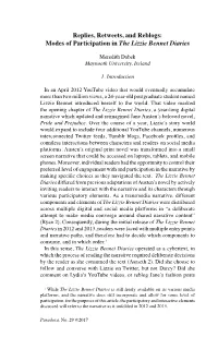Replies, Retweets, and Reblogs: Modes of Participation in the Lizzie Bennet Diaries