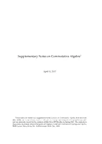 Supplementary Notes on Commutative Algebra1